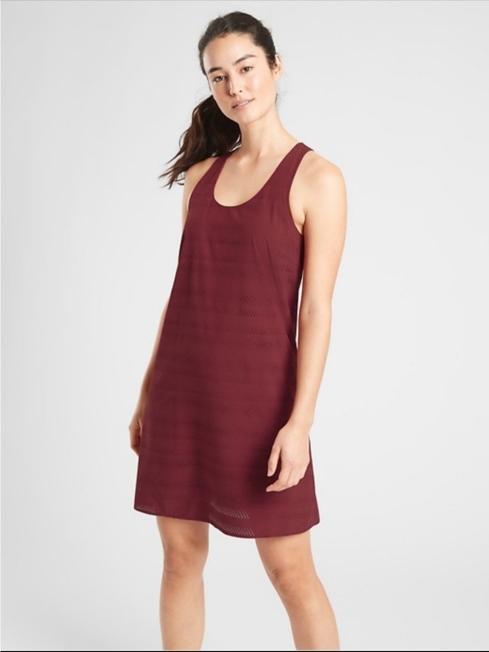 Athleta Sleeveless Mini Brookfield Dress in Burgundy